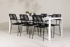 Lauko baldų komplektas Venture Design Valgomojo komplektas Break stalas ir Lindos fotelis 205x75 cm baltas lauko