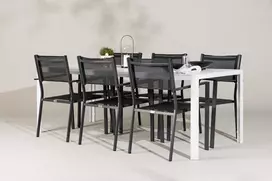 Lauko baldų komplektas Venture Design Valgomojo komplektas Break ir Copacabana 205x75 cm Balta Juoda Lauko baldai