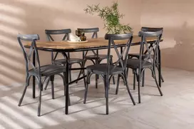 Lauko baldų komplektas Venture Design Valgomojo stalas ir kėdžių komplektas 200x90x75 cm juodas plienas ir aliuminis