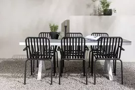 Lauko baldų komplektas Venture Design Valgomojo stalas ir kėdžių komplektas 200x100 cm, baltas aliuminis