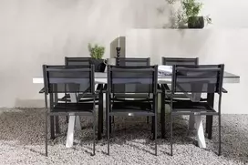Lauko baldų komplektas Venture Design Valgomojo komplektas Garcia valgomojo stalas ir Copacabana sulankstomos kėdės 100x200 cm balta
