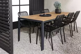 Lauko baldų komplektas Venture Design Valgomojo stalas ir kėdžių komplektas Stačiakampis 90x200 cm Juodas