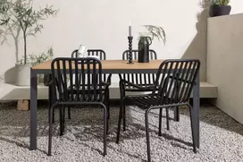 Lauko baldų komplektas Venture Design Valgomojo stalas ir kėdžių komplektas Break ir Beijing 90x150 cm juodas