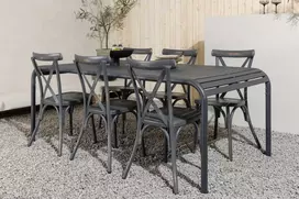 Lauko baldų komplektas Venture Design Valgomojo stalas ir kėdžių komplektas Borneo Tablas 200x100x75 cm juodas aliuminis