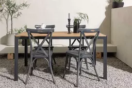Lauko baldų komplektas Venture Design Valgomojo stalas ir kėdžių komplektas 150x90 cm Juodas Aliuminis