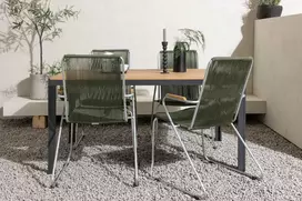 Lauko baldų komplektas Venture Design Valgomojo stalas ir kėdžių komplektas 150x90 cm juodas žalias lauko