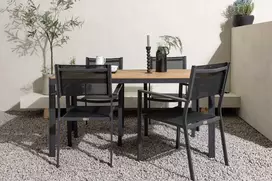 Lauko baldų komplektas Venture Design Valgomojo komplektas Break valgomojo stalas ir Copacabana sulankstomos kėdės 90x150 cm juoda