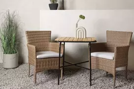 Lauko baldų komplektas Venture Design Kavinės stalo ir valgomojo kėdžių komplektas 74x70x55 cm juodas plienas ir vytelės