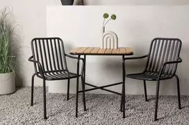 Lauko baldų komplektas Venture Design Kavinės stalo ir valgomojo kėdžių komplektas 74x70x55 cm juodas plienas ir aliuminis