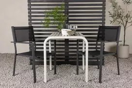 Lauko baldų komplektas Venture Design Kavinės stalas ir sulankstomų kėdžių komplektas 70x70 cm, smėlio spalvos, aliuminis