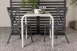 Lauko baldų komplektas Venture Design Kavos staliuko ir valgomojo kėdžių komplektas 70x70 cm, smėlio spalvos, aliuminis
