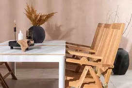 Lauko baldų komplektas Venture Design Valgomojo stalas ir sulankstomos kėdės, 200x100 cm, baltas tikas