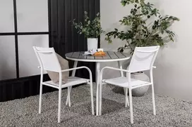 Lauko baldų komplektas Venture Design Valgomojo komplektas Break Santorini 90x90 cm Baltas Aliuminis Sulankstomas