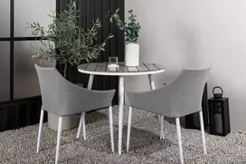 Lauko baldų komplektas Venture Design Valgomojo stalas ir kėdžių komplektas Break 90 cm balta pilka