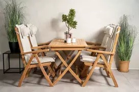 Lauko baldų komplektas Venture Design Valgomojo stalas ir sulankstomos kėdės rinkinys 120x70x75 cm Tikas