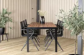 Lauko baldų komplektas Venture Design Valgomojo stalas ir kėdžių komplektas 205x90 cm Juoda Akacija Lauko naudojimui
