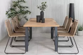 Lauko baldų komplektas Venture Design Valgomojo komplektas Panama stalas 152x210 cm juodas