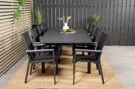 Lauko baldų komplektas Venture Design Valgomojo stalas ir fotelio komplektas Marbella Parma 160x240x100x75 cm Juodas