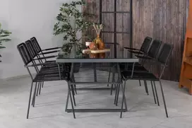 Lauko baldų komplektas Venture Design Valgomojo stalo ir fotelio komplektas Dallas Lindos Juodas
