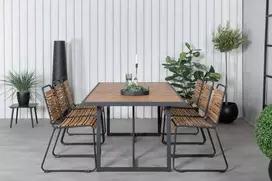 Lauko baldų komplektas Venture Design Valgomojo stalo ir kėdžių komplektas 200x100 cm Juoda Akacija Plienas