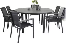 Lauko baldų komplektas Venture Design Valgomojo komplektas Marbella valgomojo stalas ir Parma fotelis 140x74 cm juodas