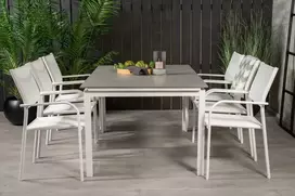 Lauko baldų komplektas Venture Design Valgomojo stalas ir fotelio komplektas 160x240 cm baltas lauko
