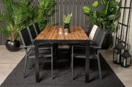 Lauko baldų komplektas Venture Design Valgomojo stalas ir fotelio komplektas 200x100 cm Juoda Akacija Sulankstomas