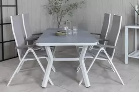 Lauko baldų komplektas Venture Design Valgomojo stalas Virya baltas stiklas mažas