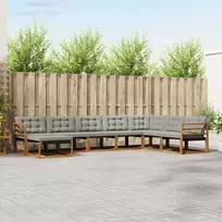 Lauko baldų komplektas Lauko sofos komplektas 8 pcs Natūrali ir šviesiai pilka