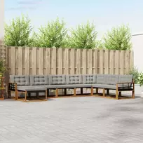 Lauko baldų komplektas Lauko sofos komplektas 8 pcs Natūrali ir šviesiai pilka