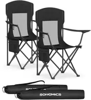 Songmics Stovyklavimo kėdė 97x86,5x51,5 cm Juodas geležis Audinys