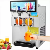 Dviejų indų komercinis šaldytų sulčių aparatas margaritoms, kokteiliams, šaldytiems gėrimams, 16L talpa, skaitmeninis valdymo skydelis, šaldytų gėrimų dozatorius, gėrimų šaldiklis
