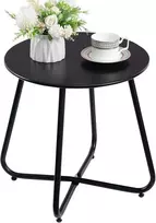 HollyHOME apvalus metalinis lauko pagalbinis staliukas, juodas, 40 × 45 cm, EURST-BK