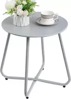 HollyHOME apvalus metalinis lauko staliukas, pilkas, 45 × 40 cm, didžiausia apkrova 23 kg