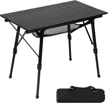 Portal sulankstomas aliumininis kempingo stalas, 90 × 53 cm, reguliuojamo aukščio, 4,2kg, TA-581-BLK-EUPR