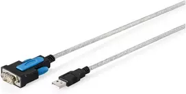 Digitus Kabelis adapter usb 2.0 do rs232 (db9) | chipset ftdi (ft232rnl) | pvc, transparentny | mocowanie na śruby | 1.8m