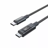 Choetech XCC-1068 PD 60W USB-C - USB-C Cable with Ekranas 1.2 m - Juodas