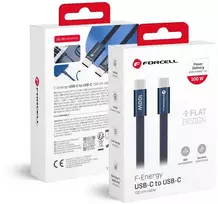 Cable USB C to USB C Forcell F-Energy QC4.0 PD 5A 100W Cafule Flat 1,2 m CCFN23 dark mėlynas
