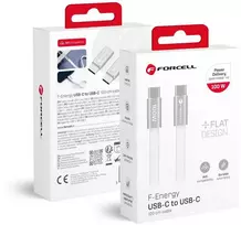 USB C į USB C laidas Forcell F-Energy QC4.0 PD 5A 100W Cafule Flat 1,2m CCFN23 baltas