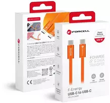 Cable USB C to USB C Forcell F-Energy QC4.0 PD 5A 100W Cafule Flat 1,2 m CCFN23 oranžinis