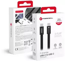 Cable USB C to USB C Forcell F-Energy QC4.0 PD 5A 100W Cafule Flat 1,2 m CCFN23 juodas