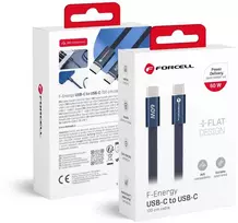 USB C į USB C laidas Forcell F-Energy QC4.0 PD 3A 60W Cafule Flat 1,2 CCFN23 m tamsus mėlynas