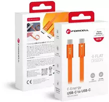 USB C į USB C laidas Forcell F-Energy QC4.0 PD 3A 60W Cafule Flat 1,2 m CCFN23 oranžinis