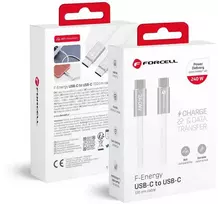 Cable USB C to USB C Forcell F-Energy QC4.0 PD 5A 240W Cafule Flat 1,2m CCFN23 baltas