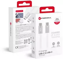 Cable USB C to USB C Forcell F-Energy QC4.0 PD 3A 60W Cafule Flat 1,2 m CCFN23 baltas