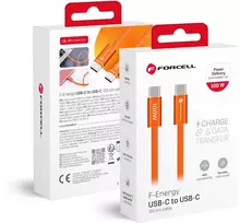 Cable USB C to USB C Forcell F-Energy QC4.0 PD 5A 100W Cafule Color 1,2 m ACYH23 oranžinis