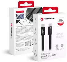 Cable USB C to USB C Forcell F-Energy QC4.0 PD 5A 240W Cafule Flat 1,2 m CCFN23 juodas