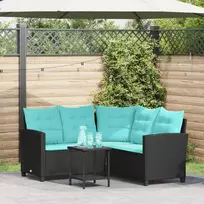Sodo sofa 2 vnt. 5-Vietų skaičius Juoda ir turkio Poli ratanas