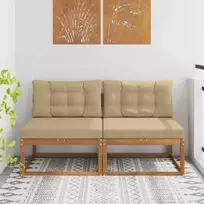 Lauko Vidurinis Sofa su pagalve 2 Vienetas Natūrali