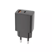 Telforceone Alogy Setty kroviklis jungiama į tinklą USB-A + USB-C PD/QC 30W juoda + kabelis USB-C 1m RLSK-AC-01 juoda